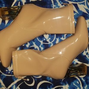 Clear Block Heel Sock boots